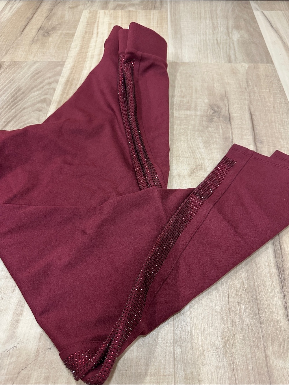 Magaschoni Burgundy Bedazzled Leggings